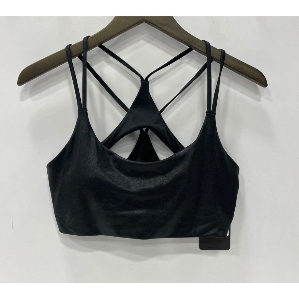 Fabletics Principal Low Impact Shine Bra Black Shine Strappy Racerback BA2500503